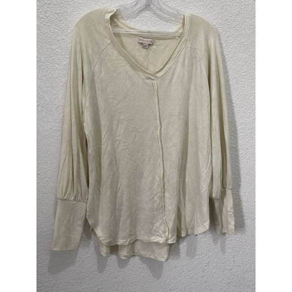 Knox Rose Sweaters - Knox Rose Cream Sweater V-Neck  Size Large Side Slit